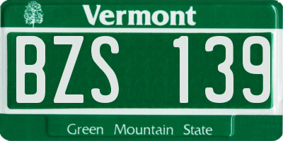 VT license plate BZS139