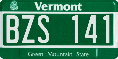 VT license plate BZS141