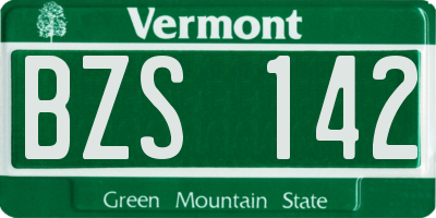 VT license plate BZS142