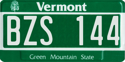 VT license plate BZS144