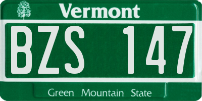 VT license plate BZS147