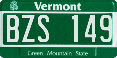 VT license plate BZS149