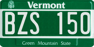 VT license plate BZS150