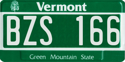 VT license plate BZS166