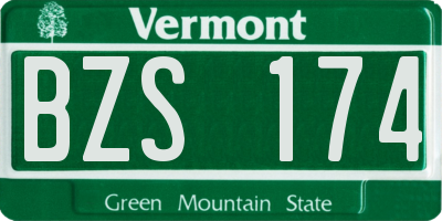 VT license plate BZS174