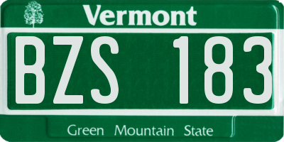 VT license plate BZS183