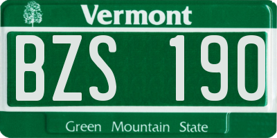 VT license plate BZS190