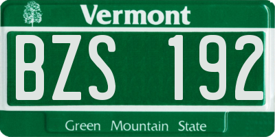 VT license plate BZS192