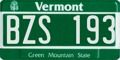 VT license plate BZS193