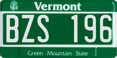 VT license plate BZS196