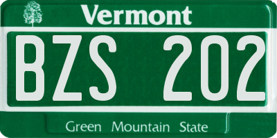 VT license plate BZS202