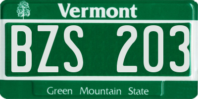 VT license plate BZS203
