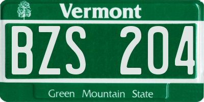 VT license plate BZS204