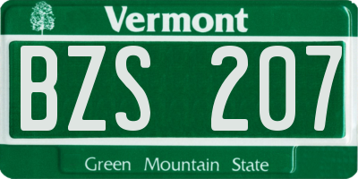 VT license plate BZS207