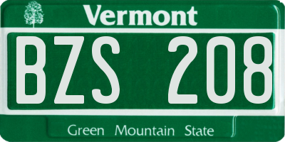VT license plate BZS208