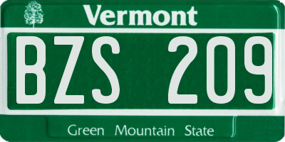 VT license plate BZS209