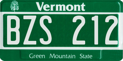 VT license plate BZS212