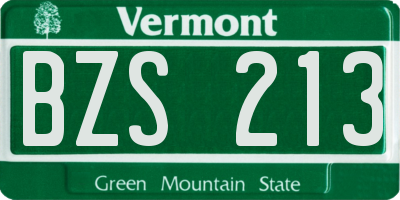 VT license plate BZS213