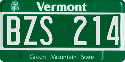 VT license plate BZS214