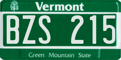 VT license plate BZS215