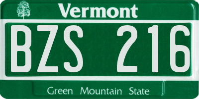 VT license plate BZS216