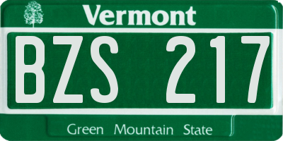 VT license plate BZS217