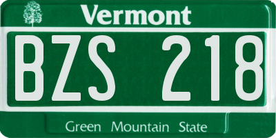 VT license plate BZS218