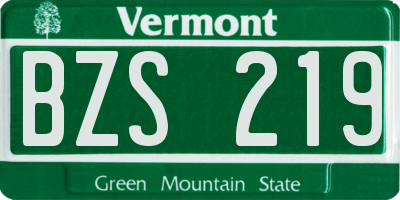 VT license plate BZS219