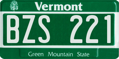 VT license plate BZS221