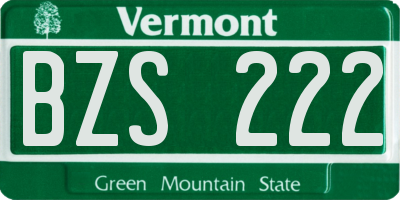 VT license plate BZS222