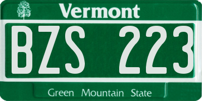 VT license plate BZS223