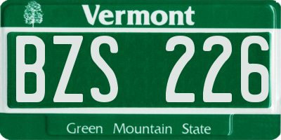 VT license plate BZS226
