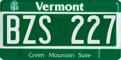 VT license plate BZS227
