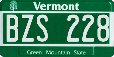 VT license plate BZS228