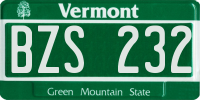 VT license plate BZS232