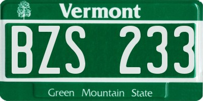 VT license plate BZS233