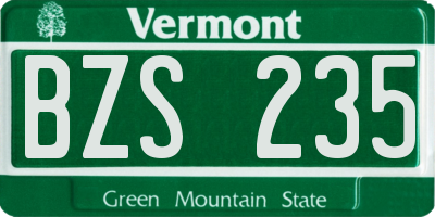 VT license plate BZS235