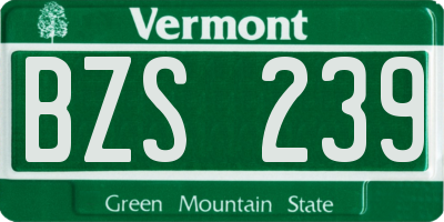 VT license plate BZS239