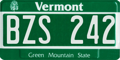 VT license plate BZS242