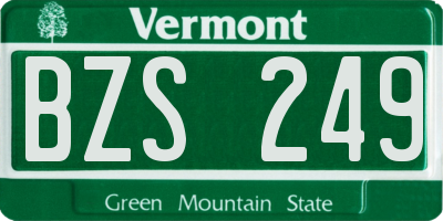 VT license plate BZS249