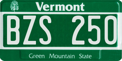 VT license plate BZS250