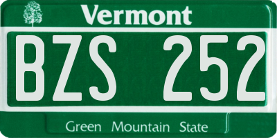 VT license plate BZS252