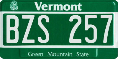 VT license plate BZS257