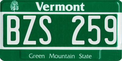 VT license plate BZS259