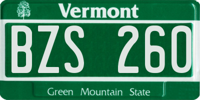 VT license plate BZS260