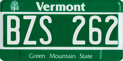 VT license plate BZS262