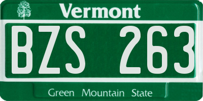 VT license plate BZS263