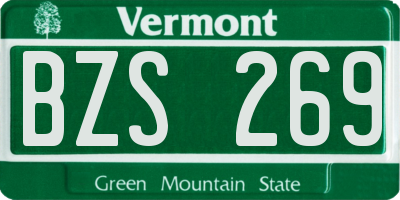 VT license plate BZS269