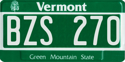 VT license plate BZS270
