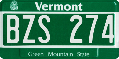 VT license plate BZS274